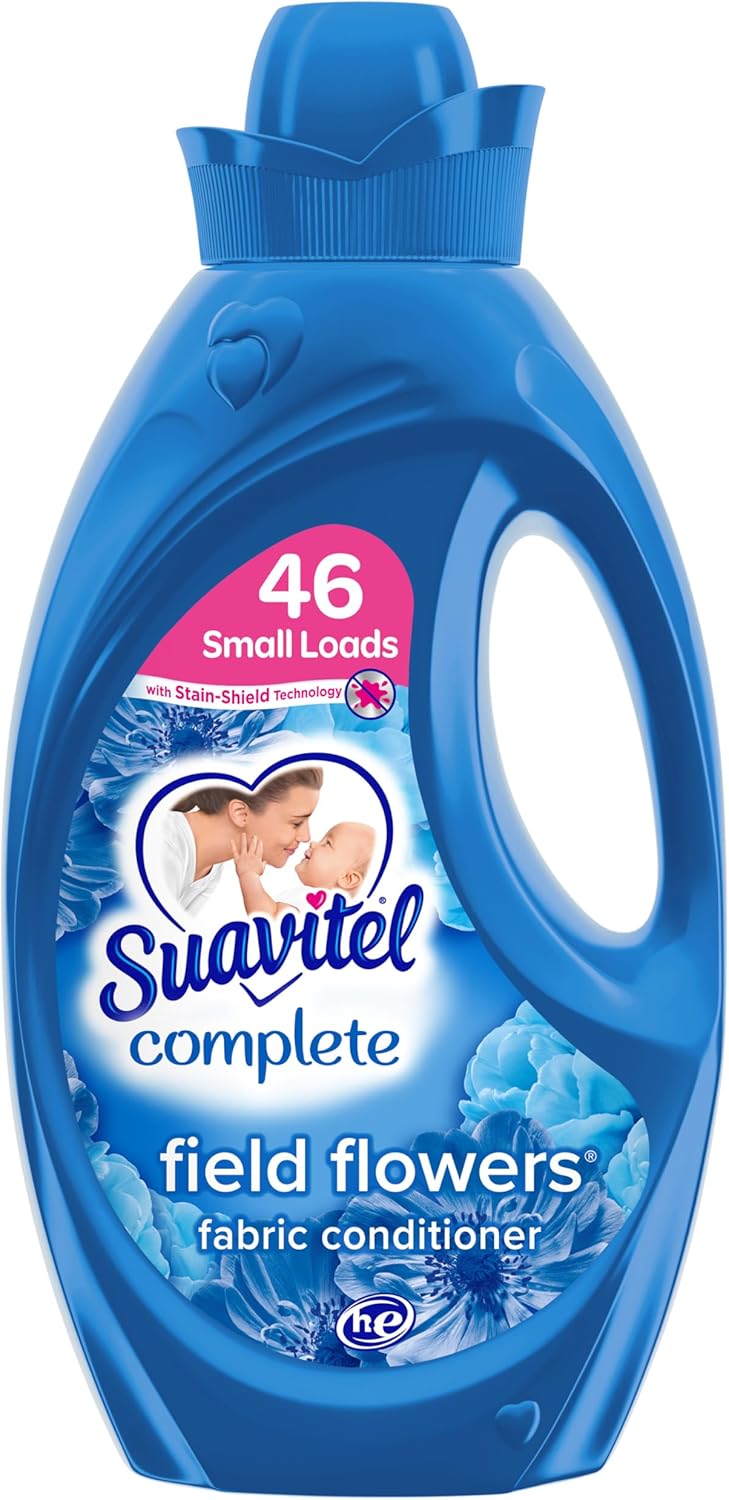 Suavitel Complete Liquid Fabric Softener with Stain Shield Technology, Field Flowers, 46 oz
