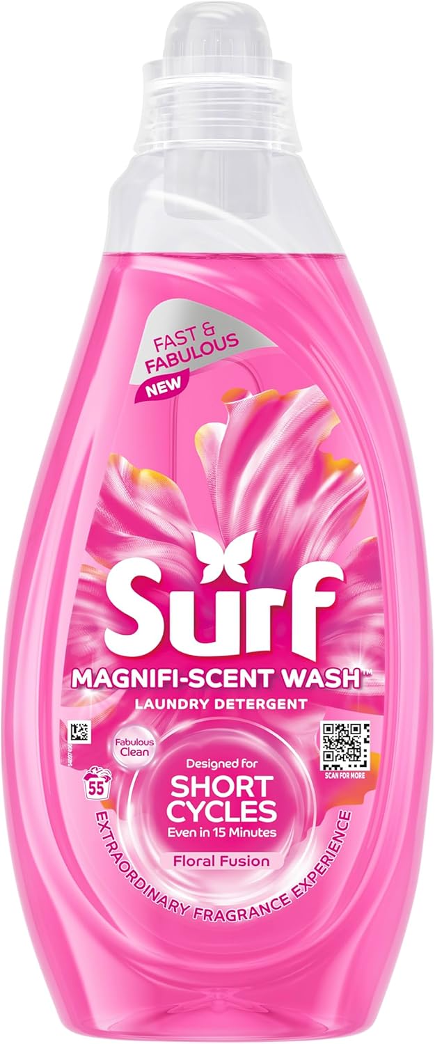 Surf Magnifi-Scent Wash Floral Fusion Laundry Liquid For Short Cycles Fast and Fabulous Fragrance 1.485 L (55 Washes)