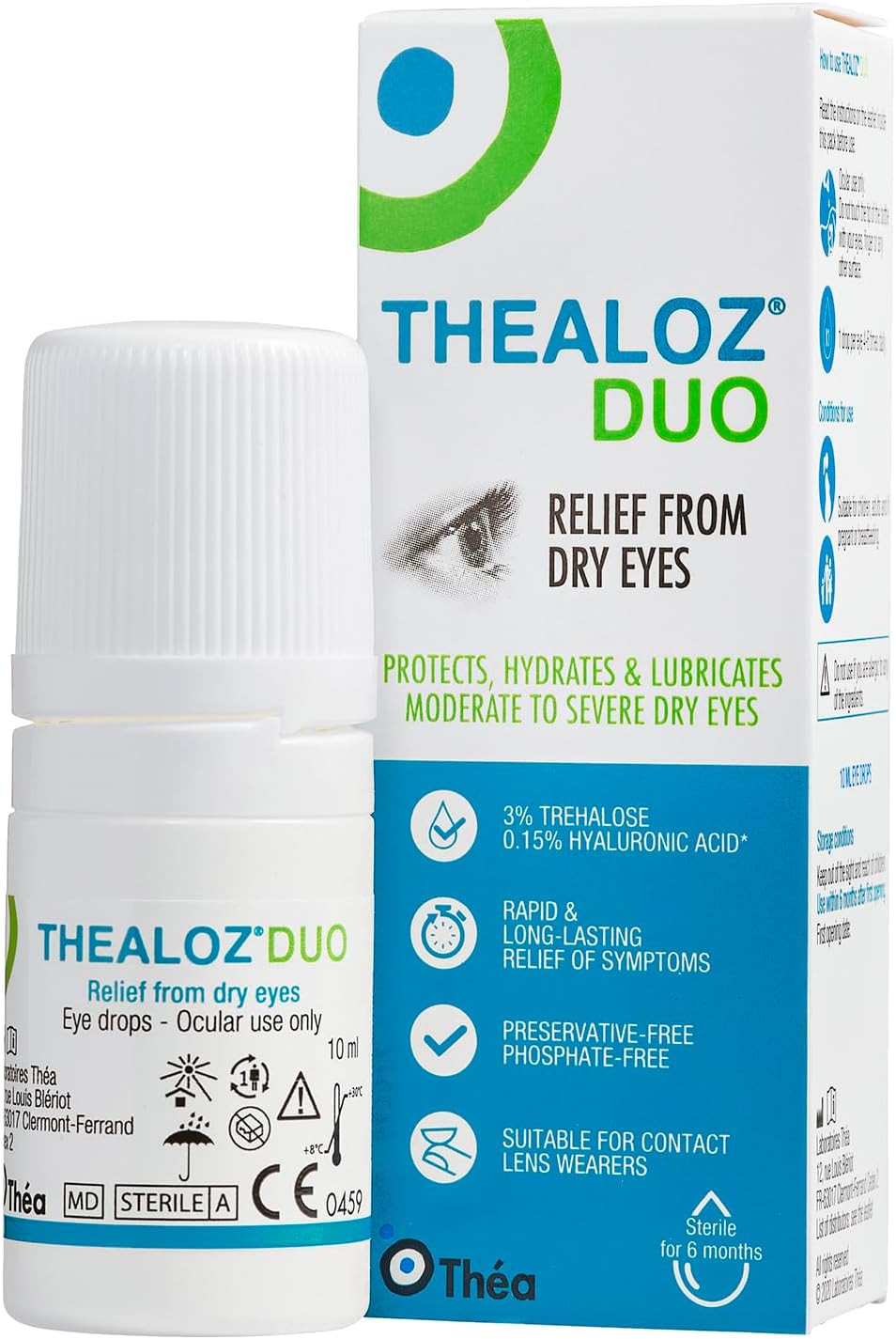 Thealoz Duo Eye Drops - Rapid & Long-Lasting Relief for Dry, Tired & Sore Eyes | Gentle, Preservative-Free Formula | Suitable for Contact Lens Wearers | 10 ml (300 Drops)