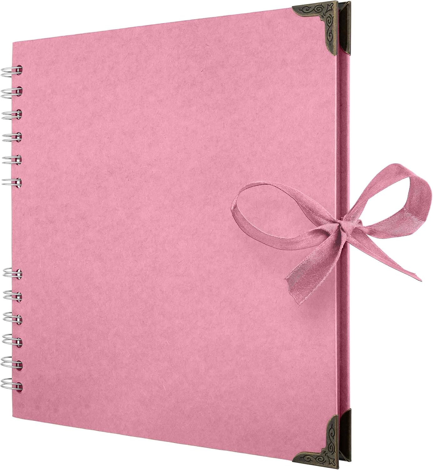 Bstorify Square Scrapbook Photo Albums 8 x 8 Inch Pink Thick Paper, Hardcover, Metal Corners, Ribbon Closure - Ideal for Your Scrapbooking Albums, Art & Craft Projects
