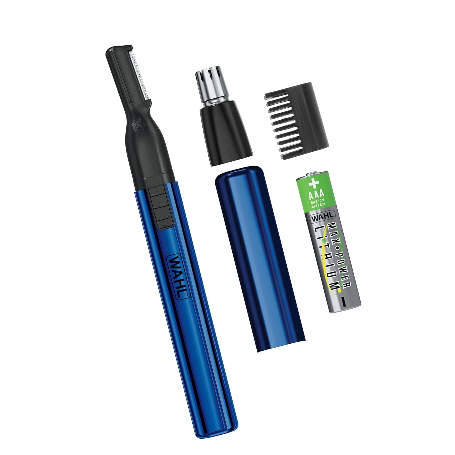 Wahl Lithium 2 in 1 Battery Pen Detail Touch Up Trimmer for Nose, Ear, Neckline, Eyebrow, & Other Detailing - Blue - by The Brand Used by Professionals - Model 5643-200