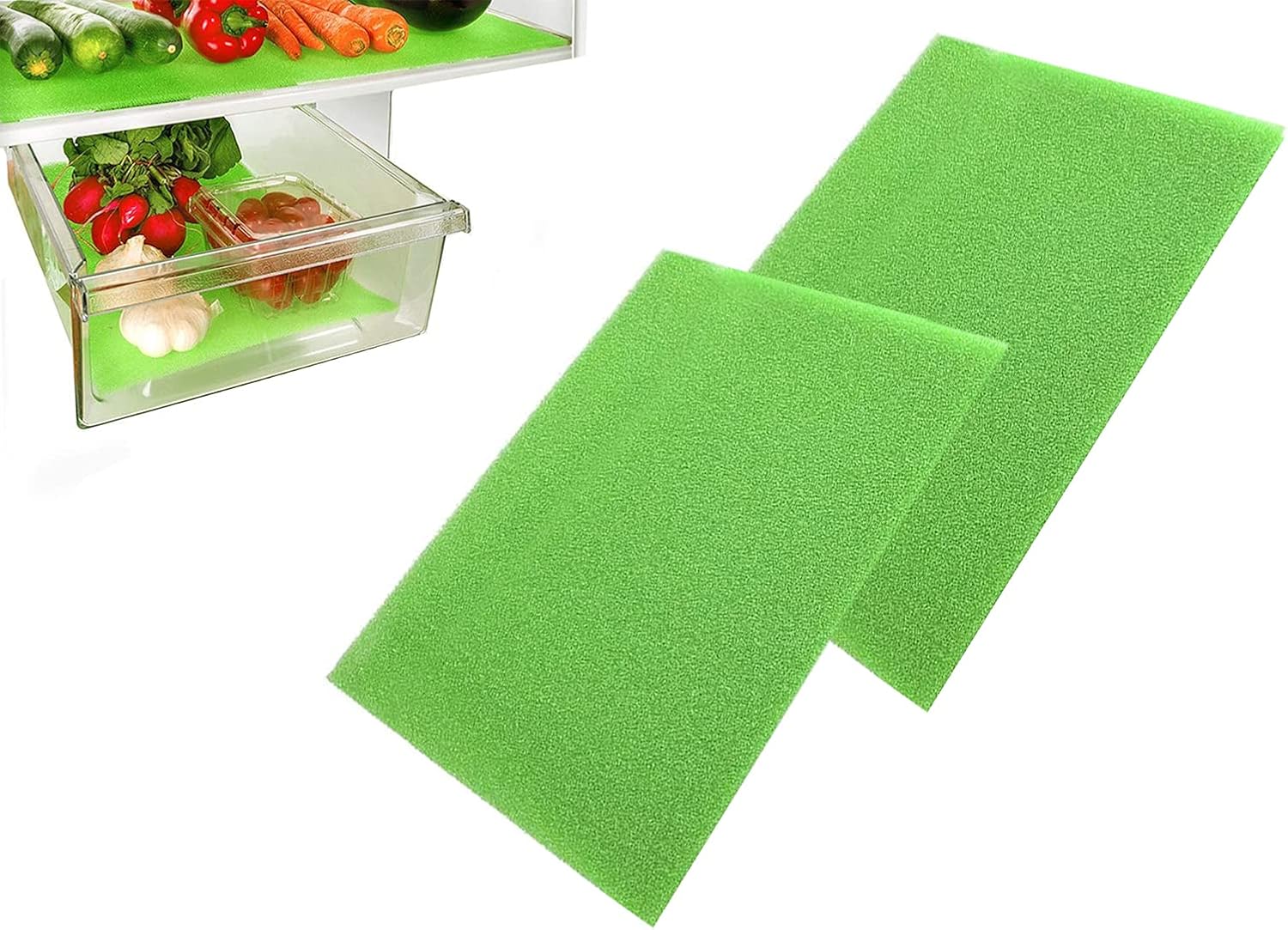 Fridge Liner Mat Pack of 2 Kitchen Salad Drawer Fridge Fresh Food Saver Anti Mould Refrigerator Antibacterial Washable Mats Pad for Home,Kitchen, Cabinet & Drawer