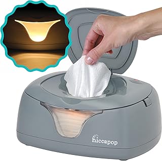 hiccapop Baby Wipe Warmer and Baby Wet Wipes Dispenser | Baby Wipes Warmer for Babies | Diaper Wipe Warmer with Changing Light