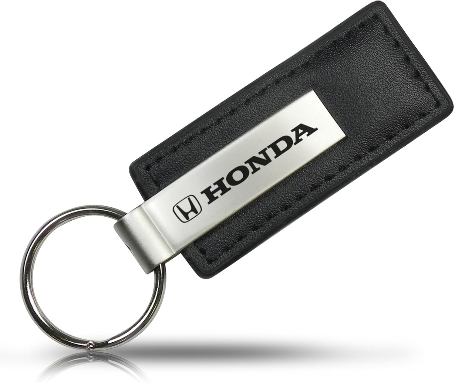 Au-Tomotive Gold, INC. Honda Logo Black Leather Key Chain Keychain Keyring, Official Licensed