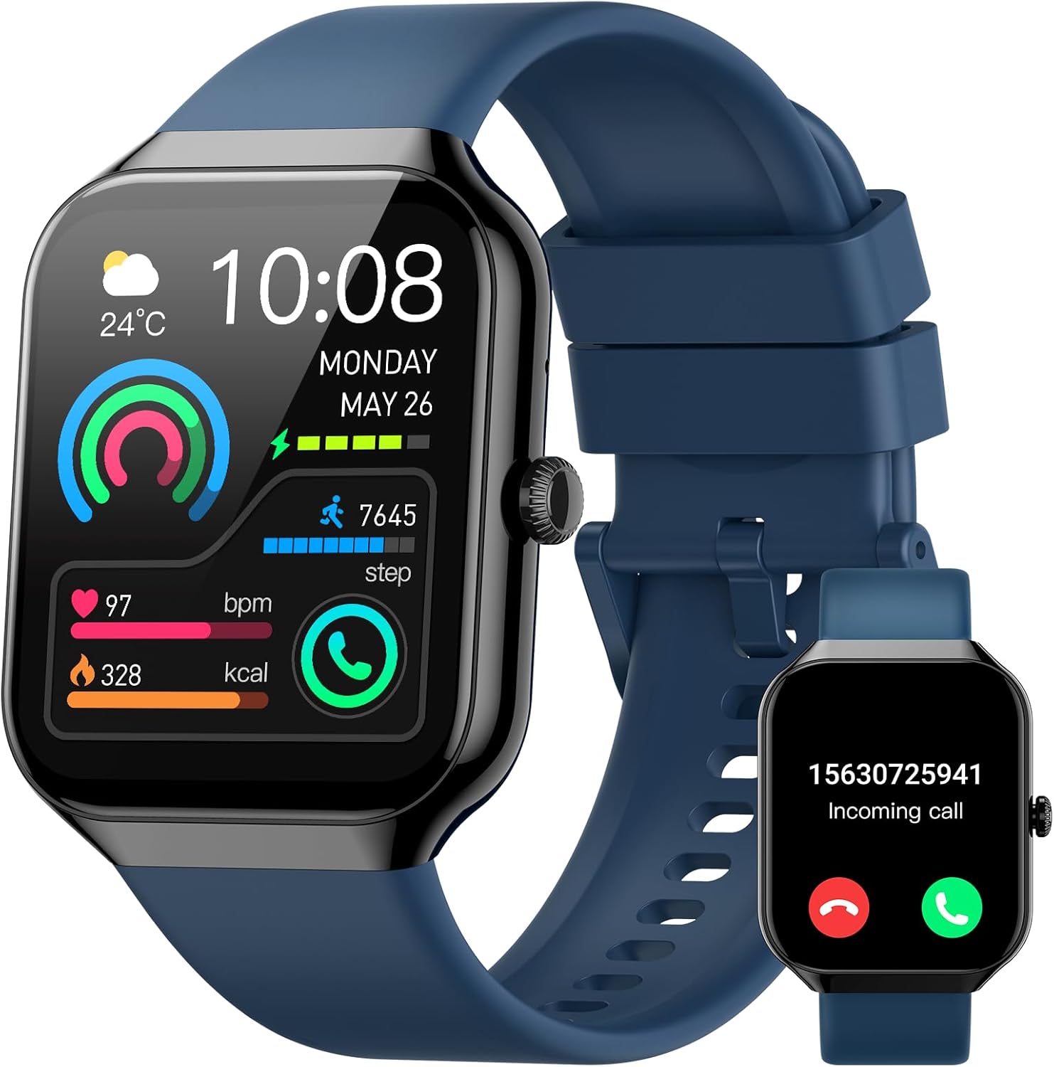 Smart Watch for Men Women Answer/Make Calls, 1.96" Fitness Watch Step Counter Heart Rate Sleep Monitor, Fitness Tracker 113+ Sports Activity Trackers IP68 Waterproof Smartwatches for Android IOS Blue