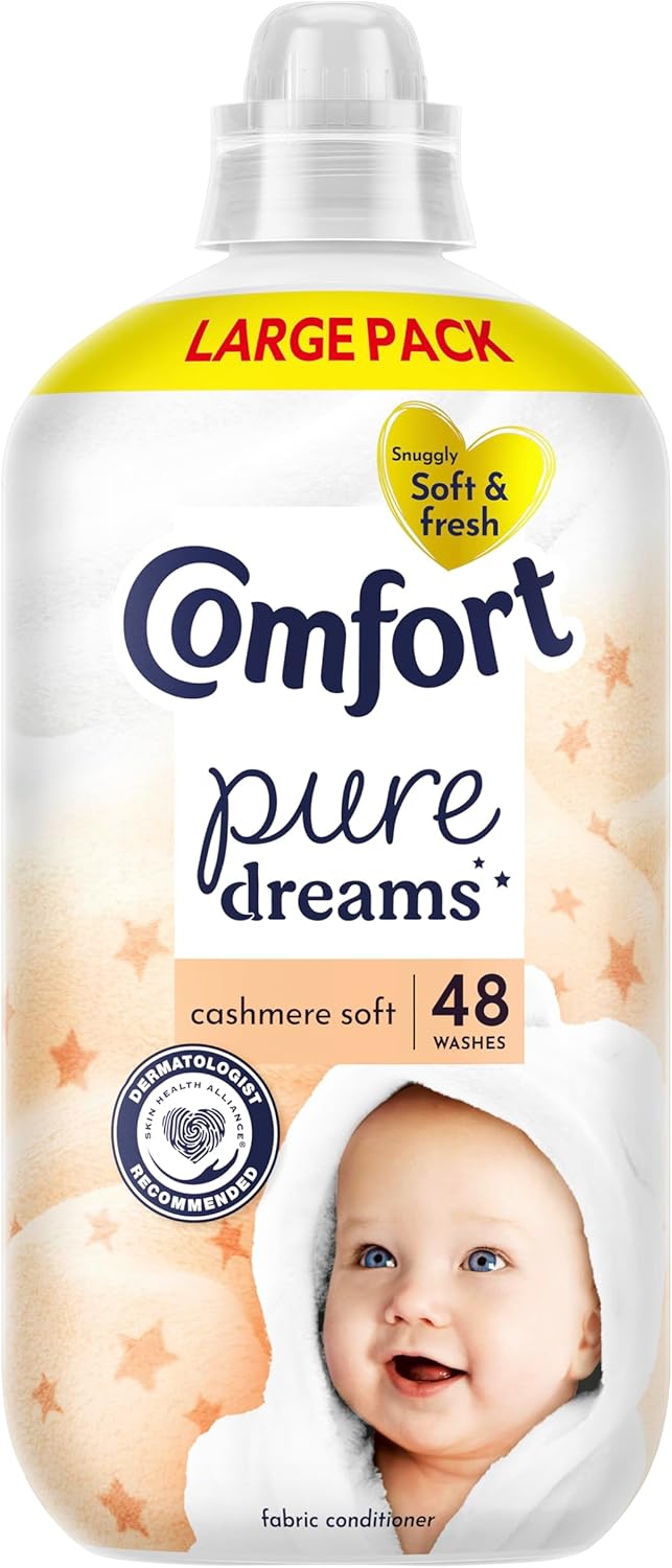 Comfort Pure Dreams Cashmere Soft Fabric Conditioner Dermatologist-Recommended Gentle Next to Sensitive Skin 48 washes (1.44 L)
