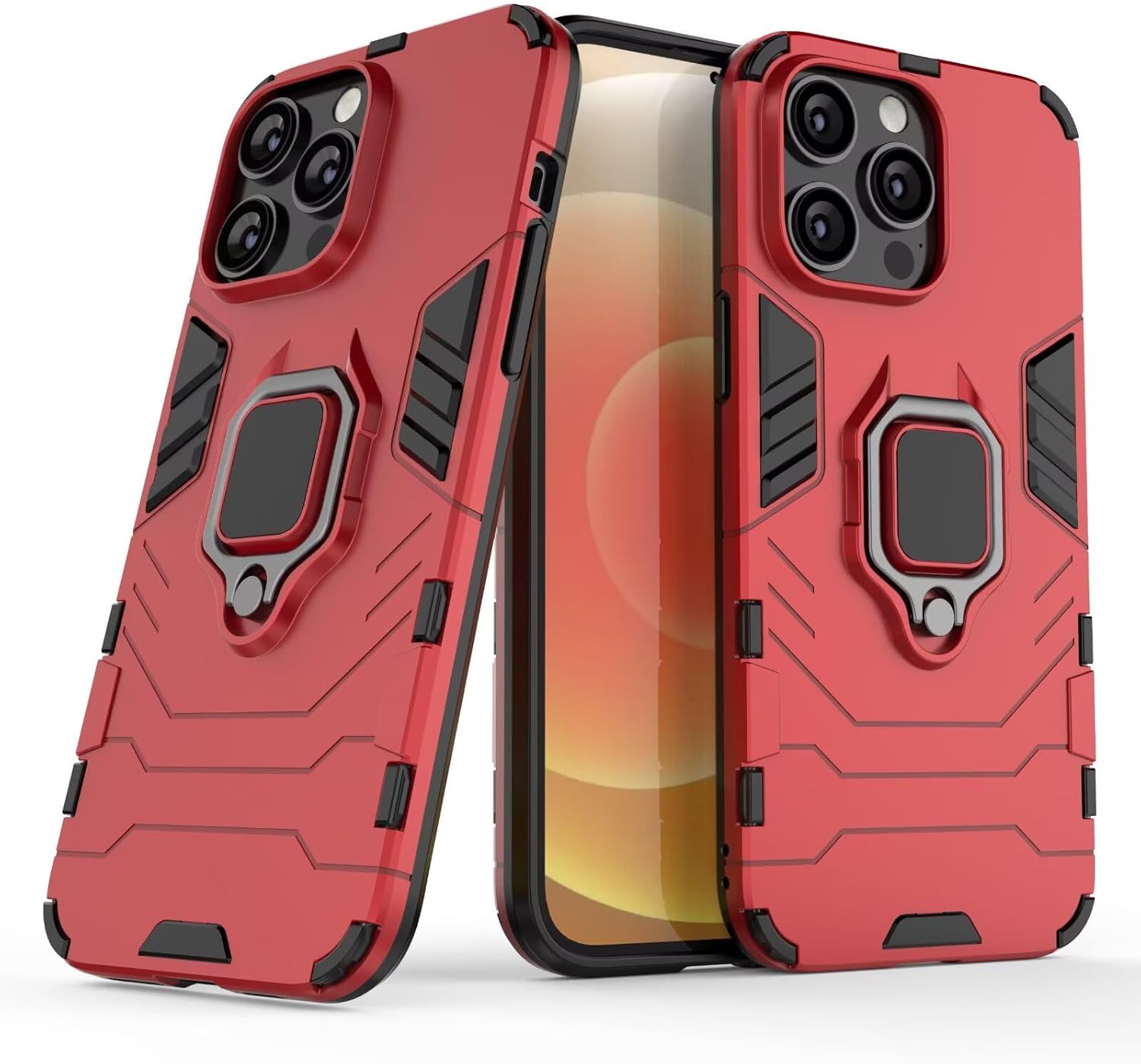 Case for Realme C17 / 7I Case,Ring Kickstand Holder Magnetic Stand Slim PC/TPU Bumper Outdoor Military Grade Armor Heavy Duty Shockproof Protective Phone Case Cover-Red