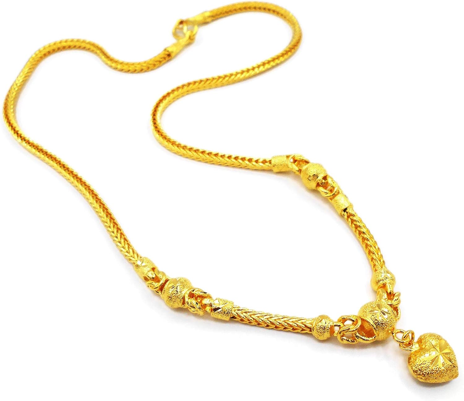 Chain 24k Thai Baht Yellow Gold Plated Filled Necklace Jewelry Women 20" Pendant Heart