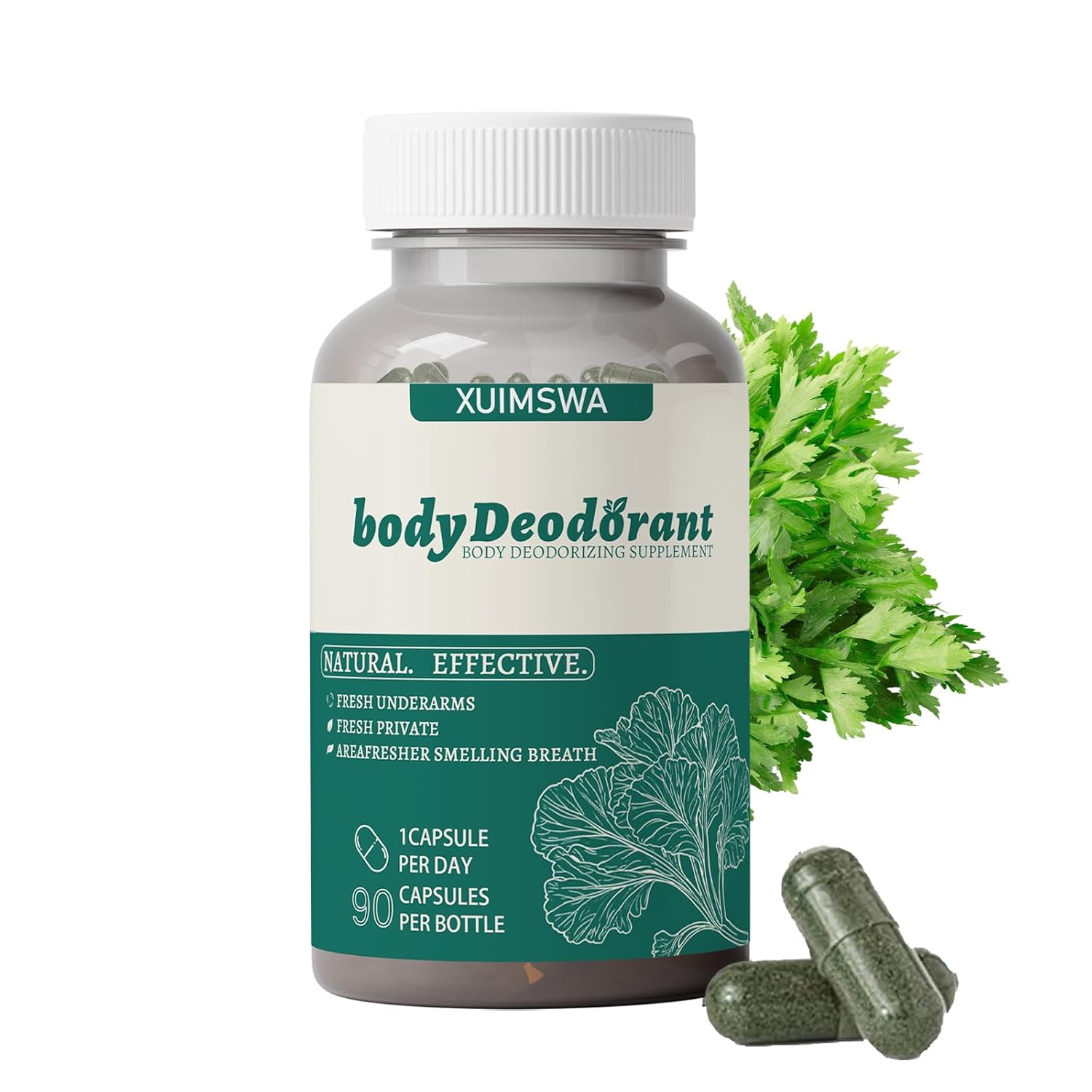 Body deodorizing supplement, body deodorizer capsules,deodorant supplements for women-90 Capsules (1PCS)