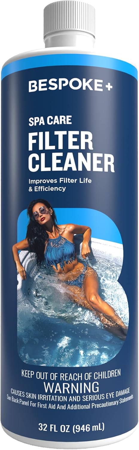 Bespoke+ Spa Filter Cleaner for Hot Tubs - 1-Hour Cartridge Filter Cleaner Soak Solution, Hot Tub Filter Cleaner Soak & Pool Filter Cleaner for Pool Cartridges (1-Quart)