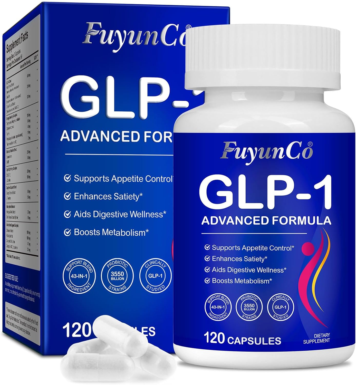 Glp1 Weight Loss Capsules, 120PCS Glp 1 Oral Supplement for Women & Men, Weight Loss Supplements, Supports Appetite Control, Gut Health, Aids Digestive Wellness