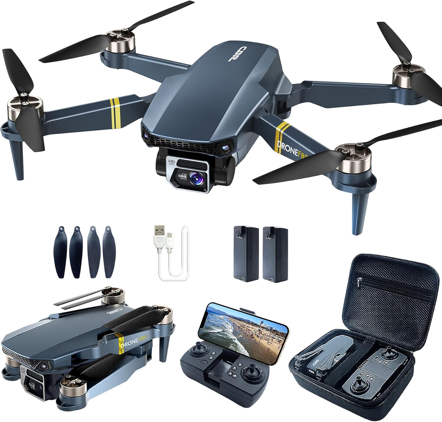 Brushless Super Endurance Foldable Quadcopter Drone for Beginners–40+ mins Flight Time,Wi-Fi Drone with 120°Wide-Angle 4K HD Camera, Brushless Motor, Follow me, Dual Cameras(2 Batteries)