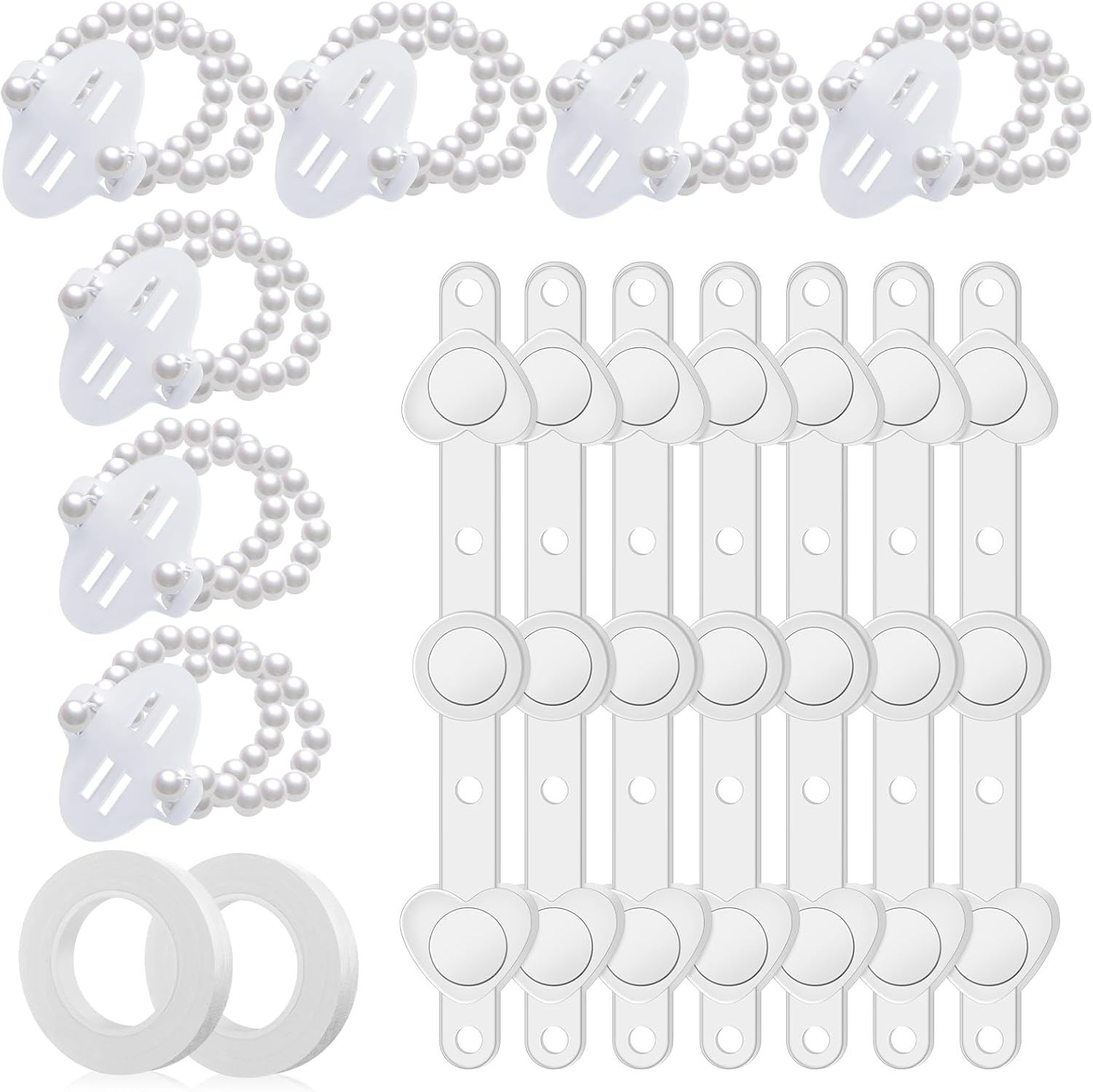 16 Pieces Floral Boutonniere Magnets Corsage Brooches Magnet and Elastic Pearl Wrist Bands Wristlets Corsage Transparent Tape Accessories for Handmade Wedding Prom Bride Boutonnieres