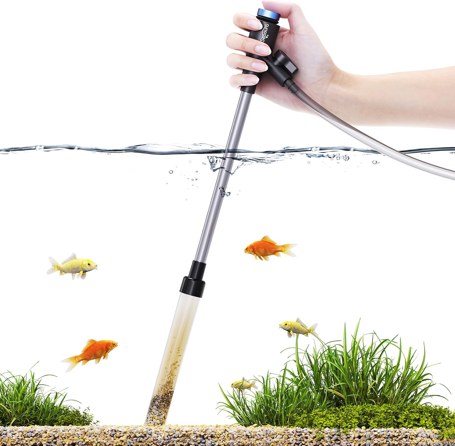 Gravel Vacuum for Aquarium, Fish Tank Cleaner Kit Mini Manual Tank Vacuum