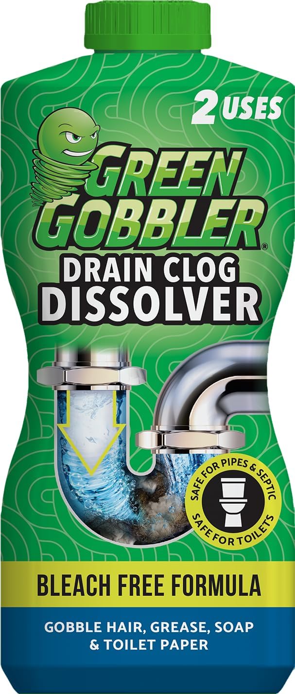 Green Gobbler Drain Clog Dissolver, Drain Opener-Cleaner ,Toilet Clog Remover, 31 oz