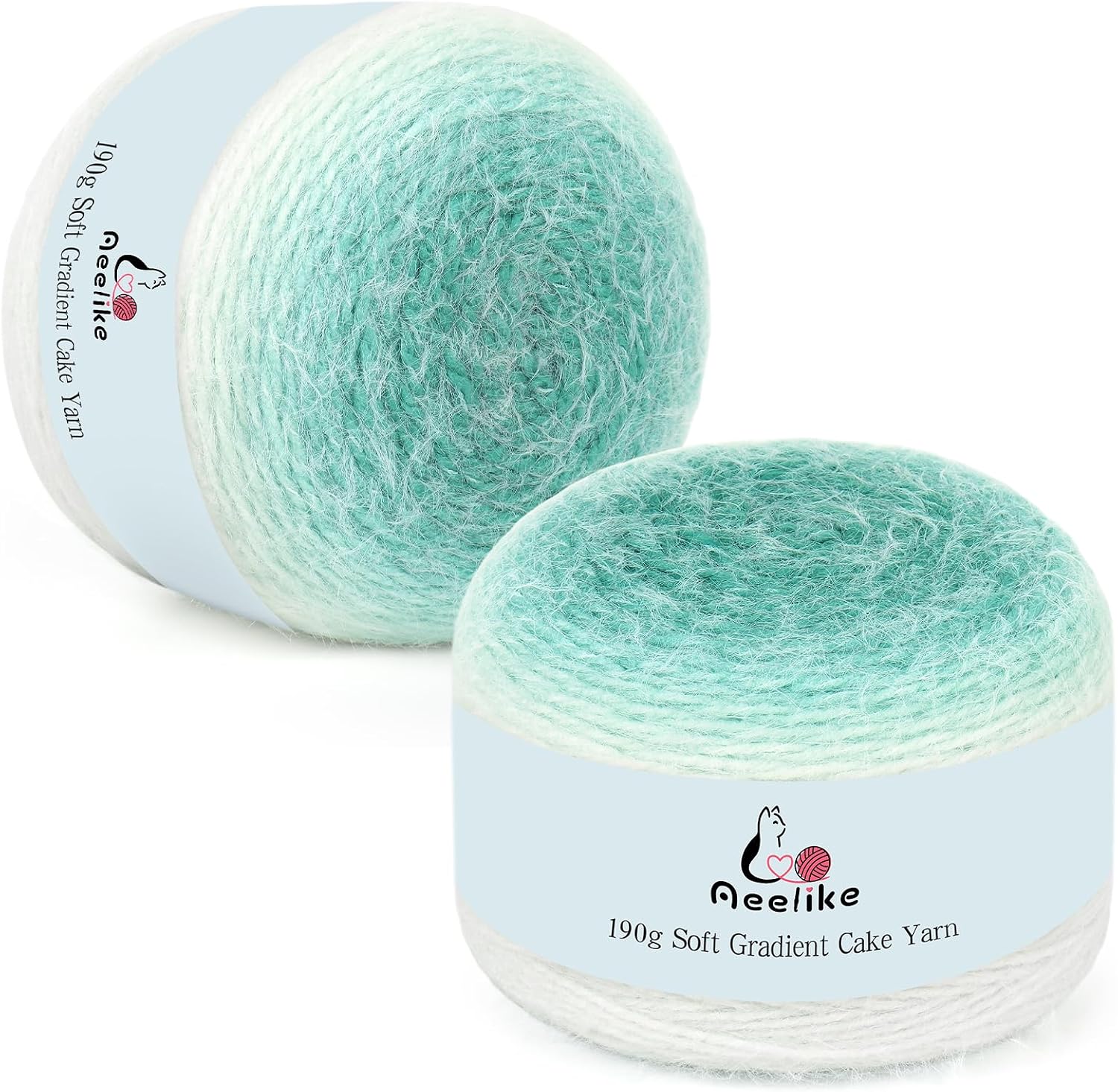 Aeelike Gradient Yarn Cake, 380g Ombre Yarn for Crochet and Knitting, Green