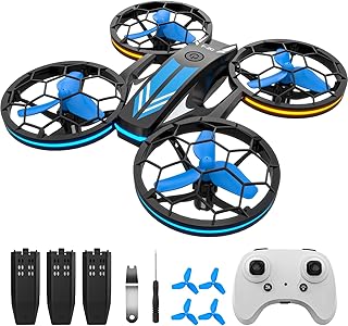 Mini Drones Toys，RC Drone with Auto Hovering and Headless Mode，Quadcopter with LED Light，Propeller Full Protect，3D Flips，3 Batteries，Remote Control，Best Toys Gifts