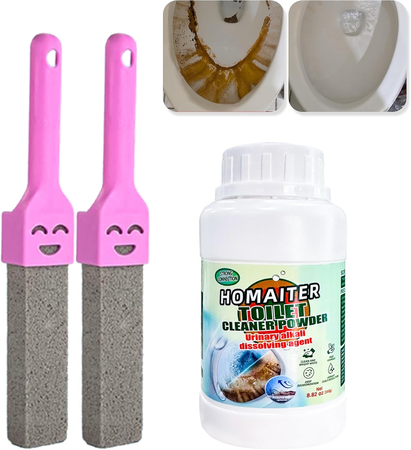 Pumice Stone for Toilet Bowl Cleaning, Toilet Cleaner Limescale Remover, Calcium Buildup and Rust Suitable for Cleaning Toilet 1PCS + 2PCS Pumice Stone
