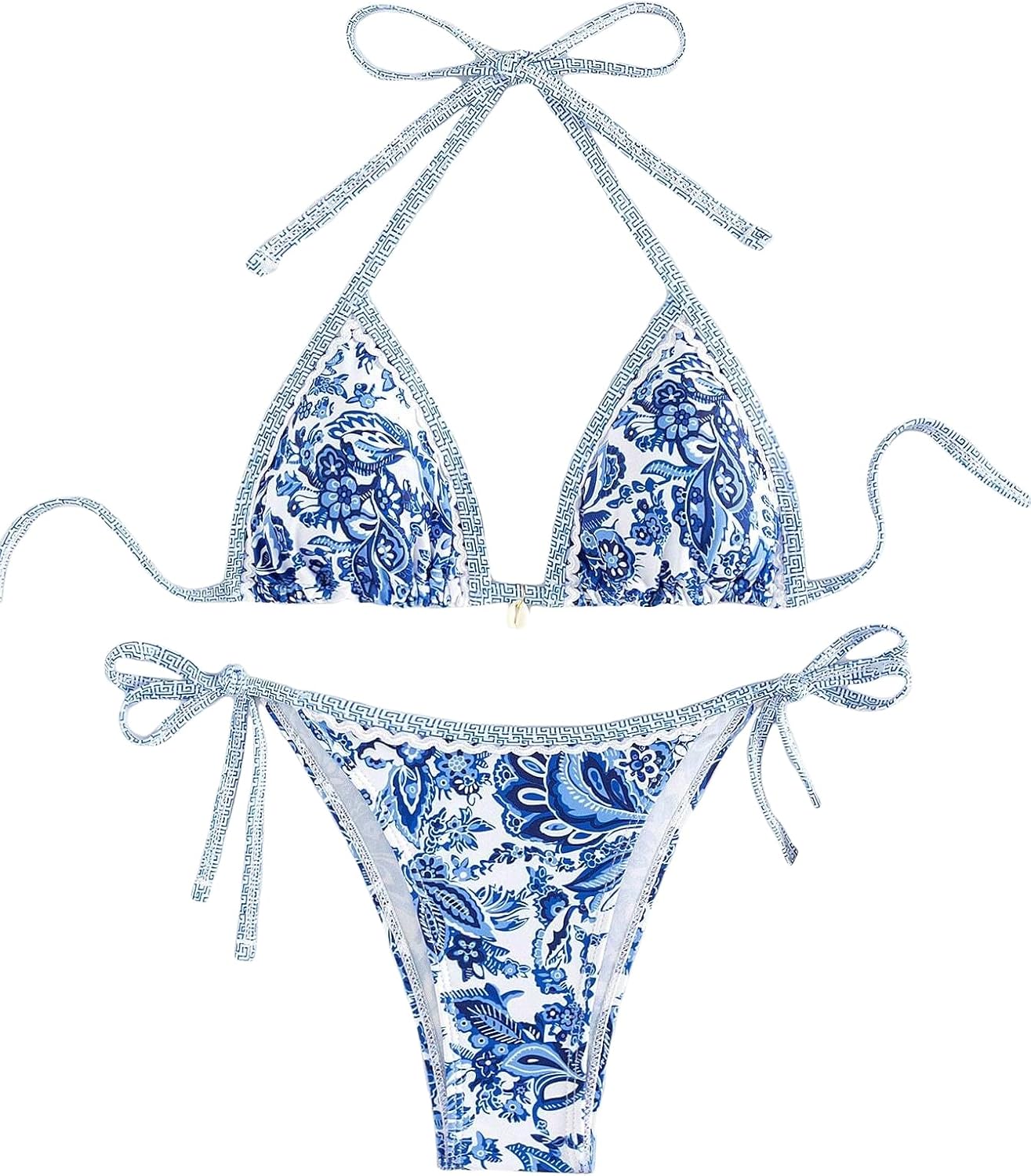 Women's Floral Printed Bathing Suit Halter Paisley Summer Swimsuit Bikinis Set