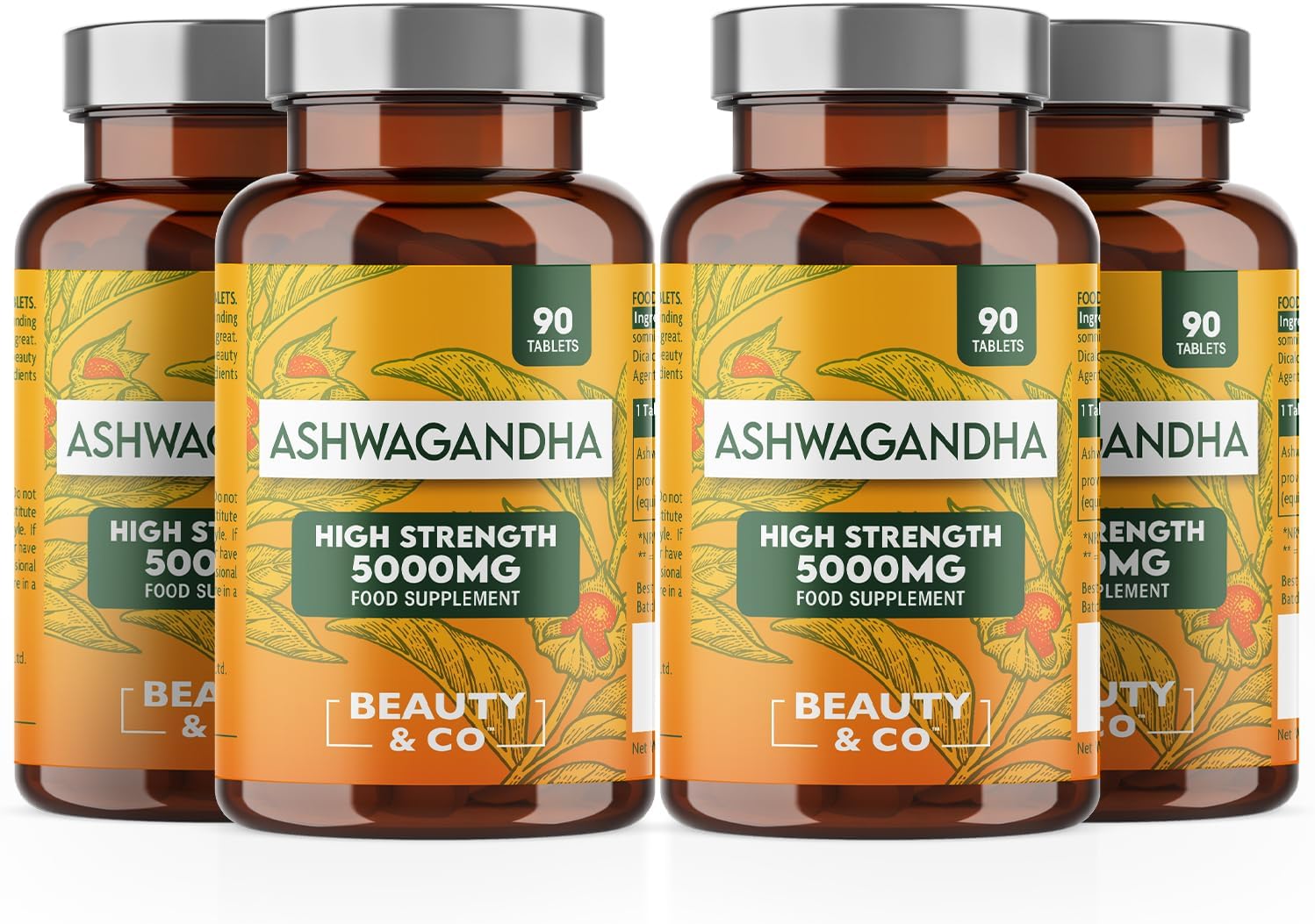 Ashwagandha 5000mg Tablets, High Strength Ashwagandha- Pure Ashwagandha, Vegan, Made in UK 4 x 90 (360).