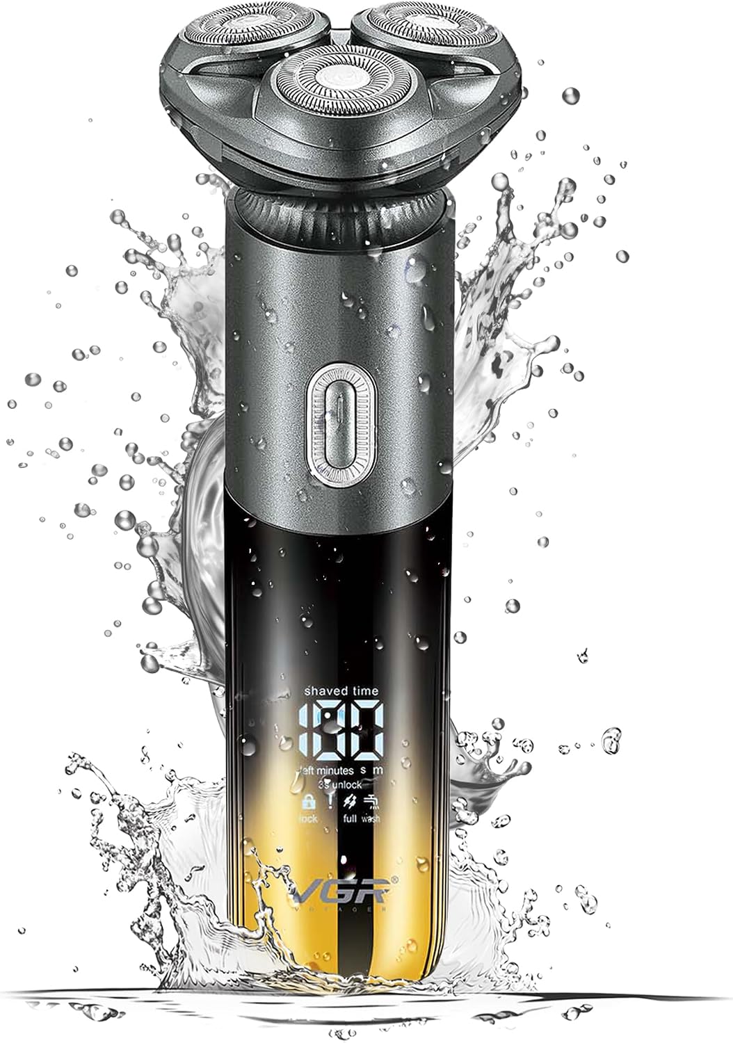 VGR Electric Rotary Shaver for Men - Face Beard Hair Razor - Cordless Rechargeable via USB-C - 200 Minutes Battery - Waterproof Shaving Machine - Wet or Dry Close Shave for Adults, Gents, Teenage Boy
