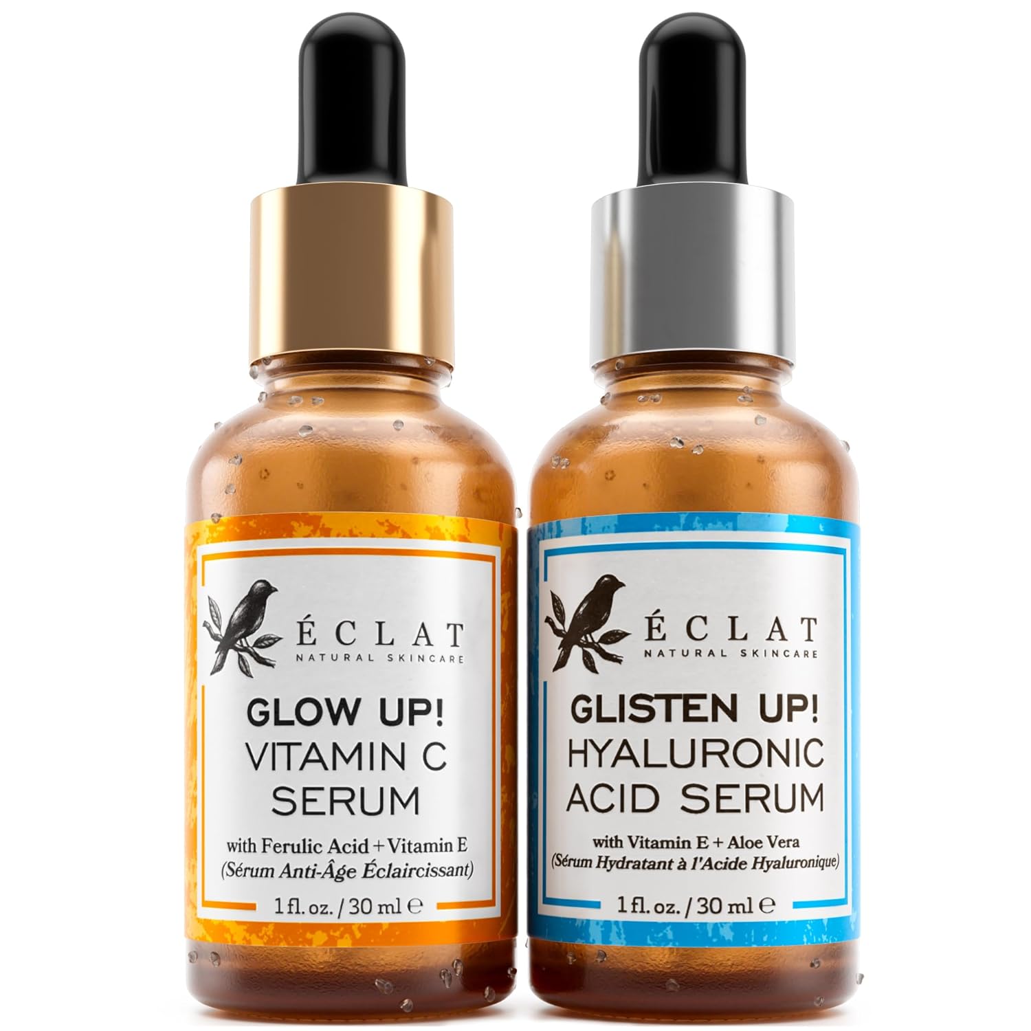 Eclat Skincare Bright & Boost Duo - Vitamin C Serum 1 fluid ounceand Hyaluronic Acid Serum 1 fluid ouncefor Hydrating and Brightening Skin