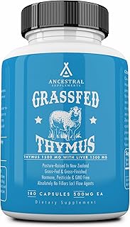 Ancestral Supplements Grass Fed Ovine (Sheep) Thymus Glandular Extract, 3000mg, Histamine, Energy, Allergy and Immune Support Supplement with Grass Fed Beef Liver, Non GMO, 180 Capsules