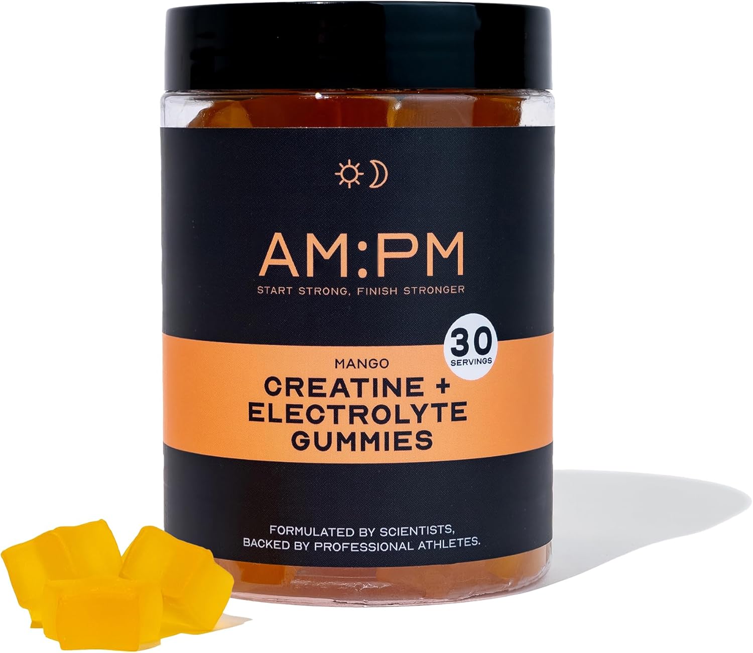 AM:PM Nutrition Creatine Monohydrate + Electrolyte Gummies – 5000mg per Serving - Muscle Growth, Strength & Recovery Support – Vegan, Gluten-Free & Convenient – 90 Gummies (30 Servings)