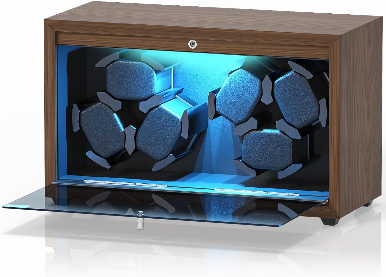 Six Automatic Watch Winder Watch Box Equipped with Super Quiet Japanese Motor, 5 RPM Mode Setting, led Lights, Retractable Pillow Suitable for Women's and Men's Watches