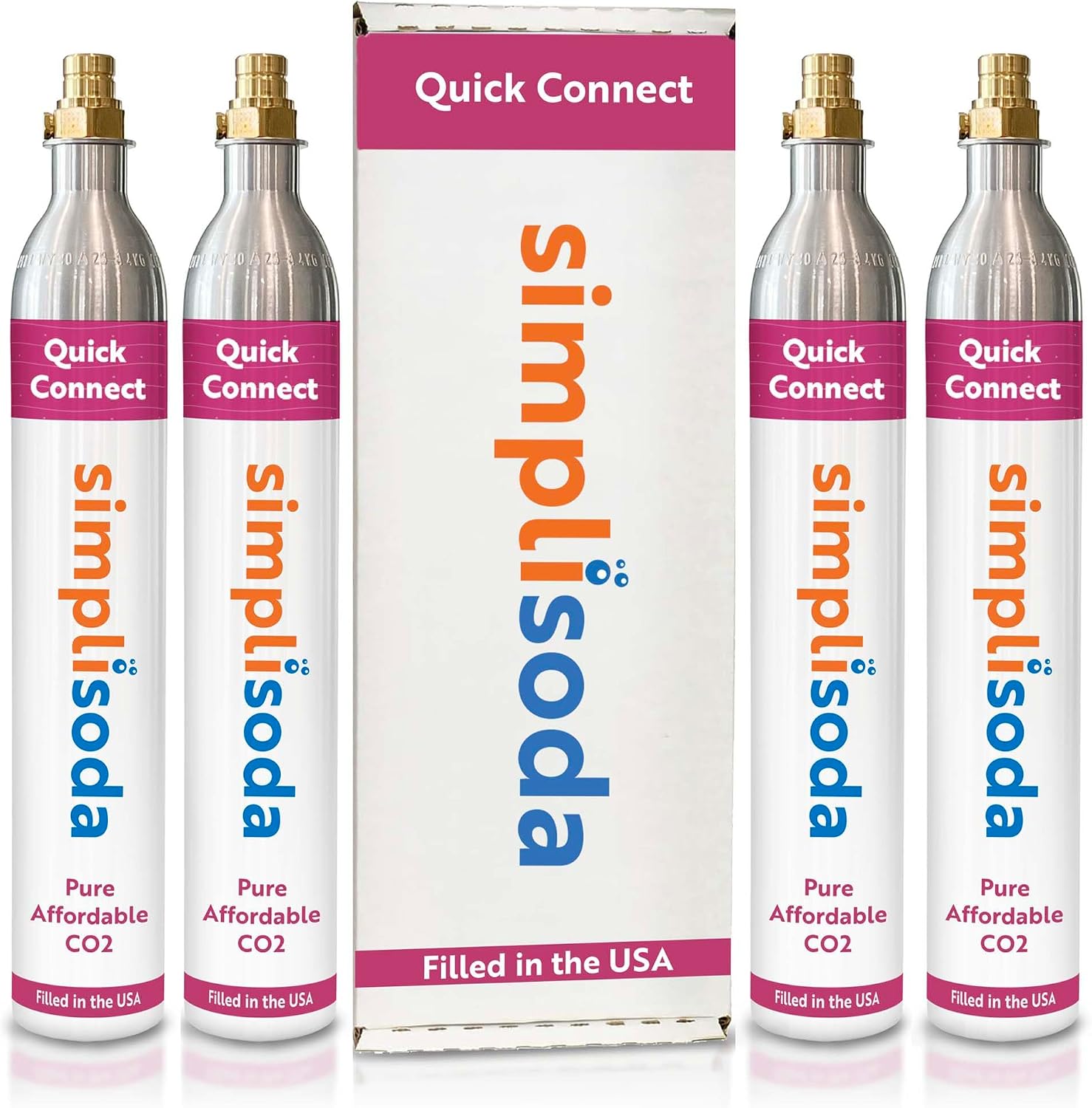 Simpli Soda 60L CO2 Canister Cylinders - Compatible with Sodastream Quick Connect Only [Including ART, TERRA ENSO & DUO] - Soda Streaming Machine CO2 Tanks Gas Refill, | 14.5 oz, Set of 4