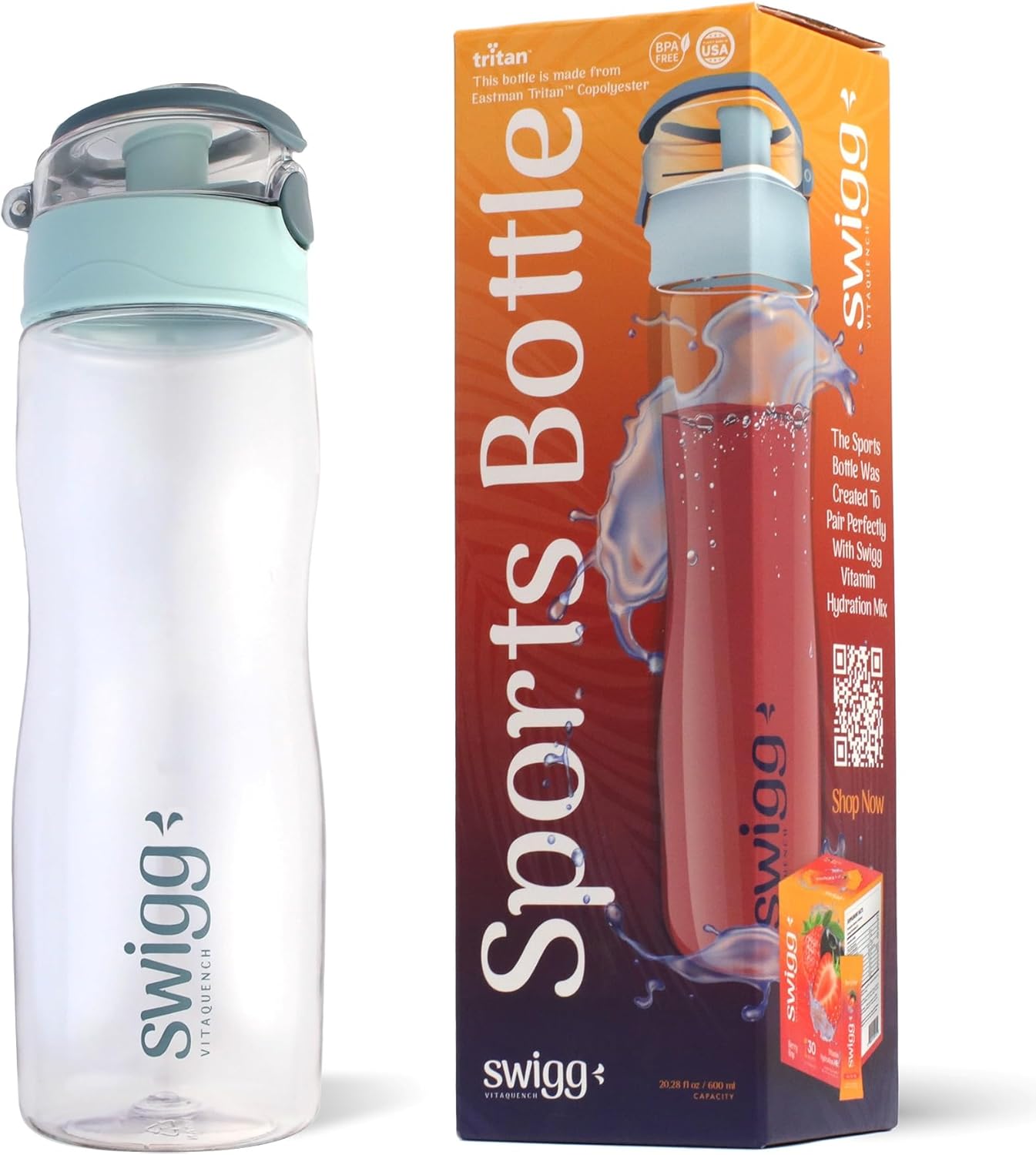 1 BPA Free Sports Water Bottles for School Gym Bicycle Car - Leak Proof Sports Waterbottles - See Through Reusable Clear Water Bottle botella de agua Made of Tritan Plastic Refillable 24oz