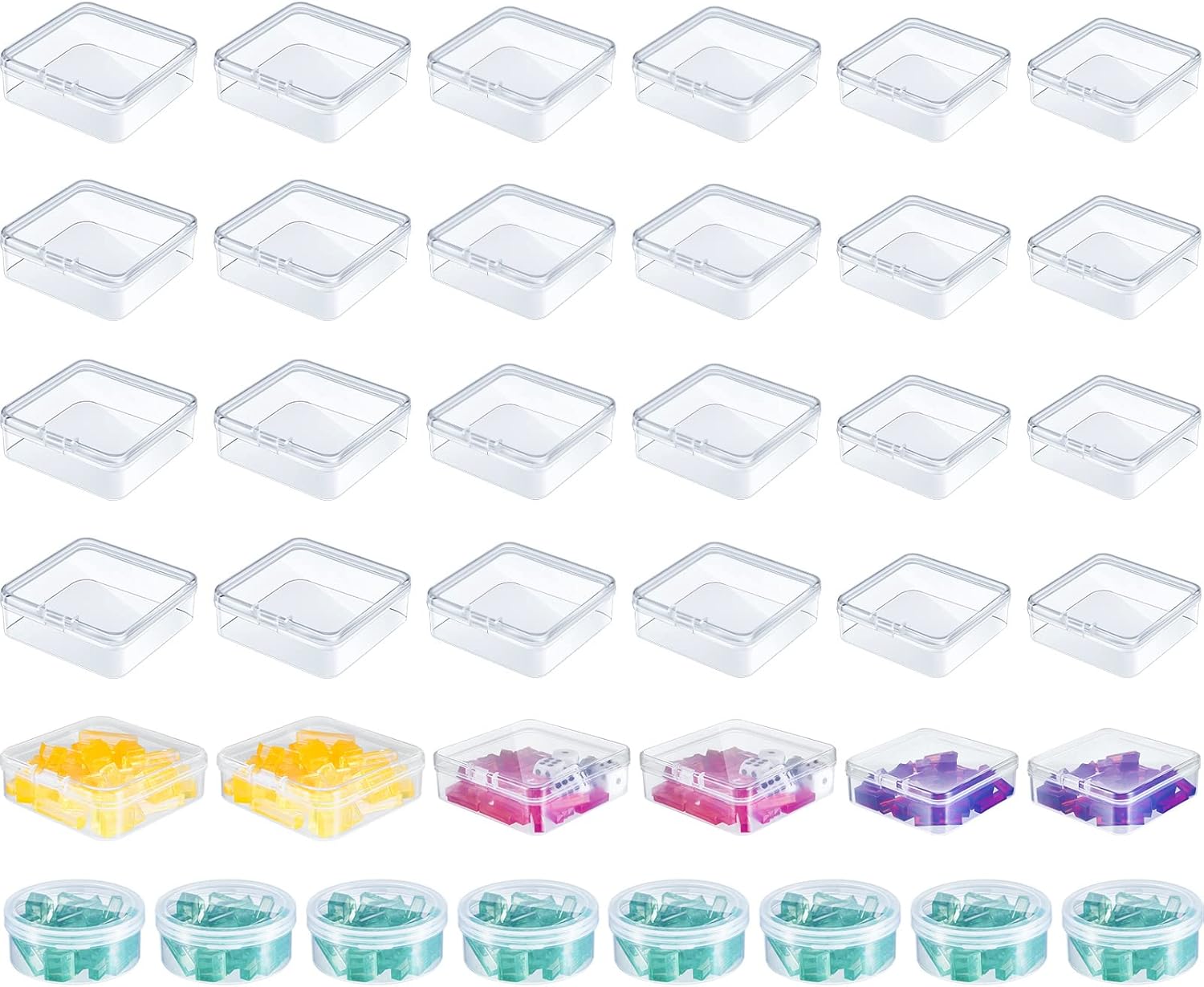 32 Pcs Mixed Sizes Clear Game Tokens Storage Containers Board Game Storage Containers Plastic Storage Boxes for Game Components, Empty Organizer Storage Box with Lids for Game Pieces, Dice, Tokens