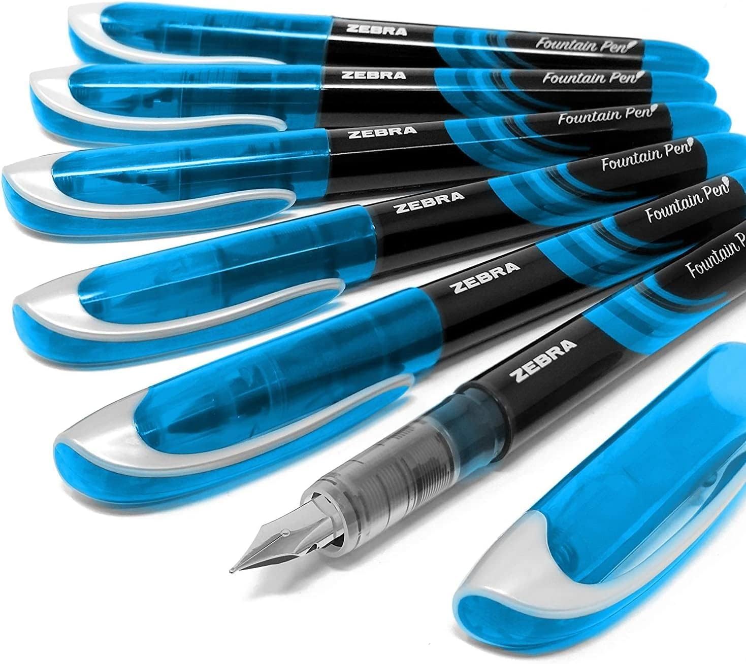 Zebra Fuente - Disposable Fountain Pen - Light Blue Ink - Pack of 6