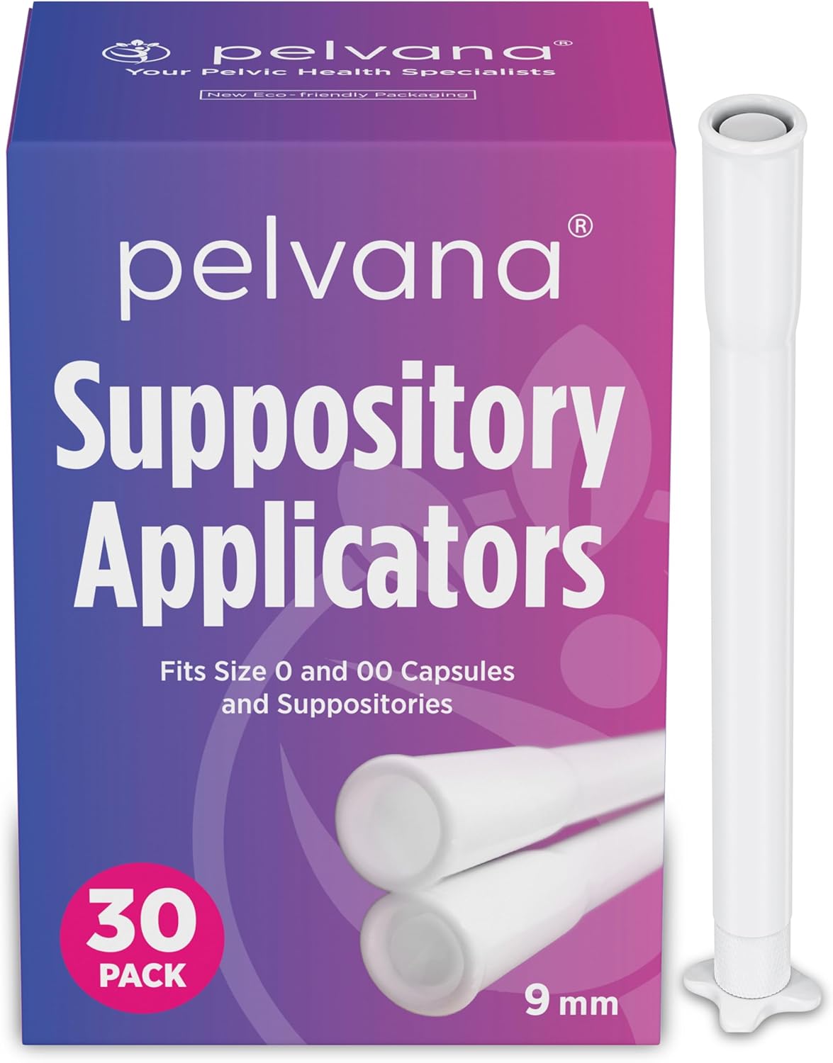 Pelvana Vaginal Suppository Applicators for Women Fits All Size 0 and 00 Capsules, Pills, and Tablets Up to 9mm Wide, Comfortable Suppository Applicator, Vaginal Insert, Individually Wrapped, 30 Count
