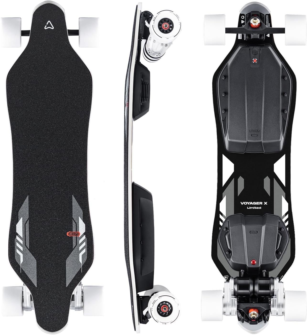 MEEPO Electric Longboard Skateboard with Remote for Adults, 38 MPH Top Speed, 31 Miles Long Range with 2800W*2 Gear Drive Motor, Bamboo & Fiberglass Deck, 330 LBS Max Load, Voyager X