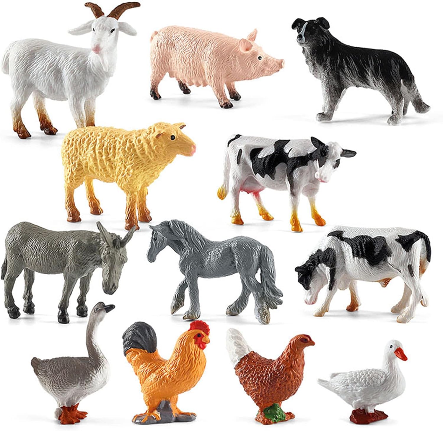 12pcs Farm Animal Figures Toys, Mini Plastic Farm Animals Figures Realistic Farmyard Animal Figurines Barn Animal Toys Solid Farm Animals Action Figures Educational Playset for Tollders Kids
