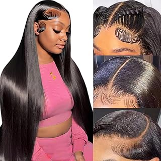 30 Inch 13x6 Lace Front Wigs Human Hair 200 Density Straight HD Lace Front Wigs Human Hair Pre Plucked Glueless Wigs Human Hair for Women Straight Lace Frontal Wigs Human Hair Natural Black