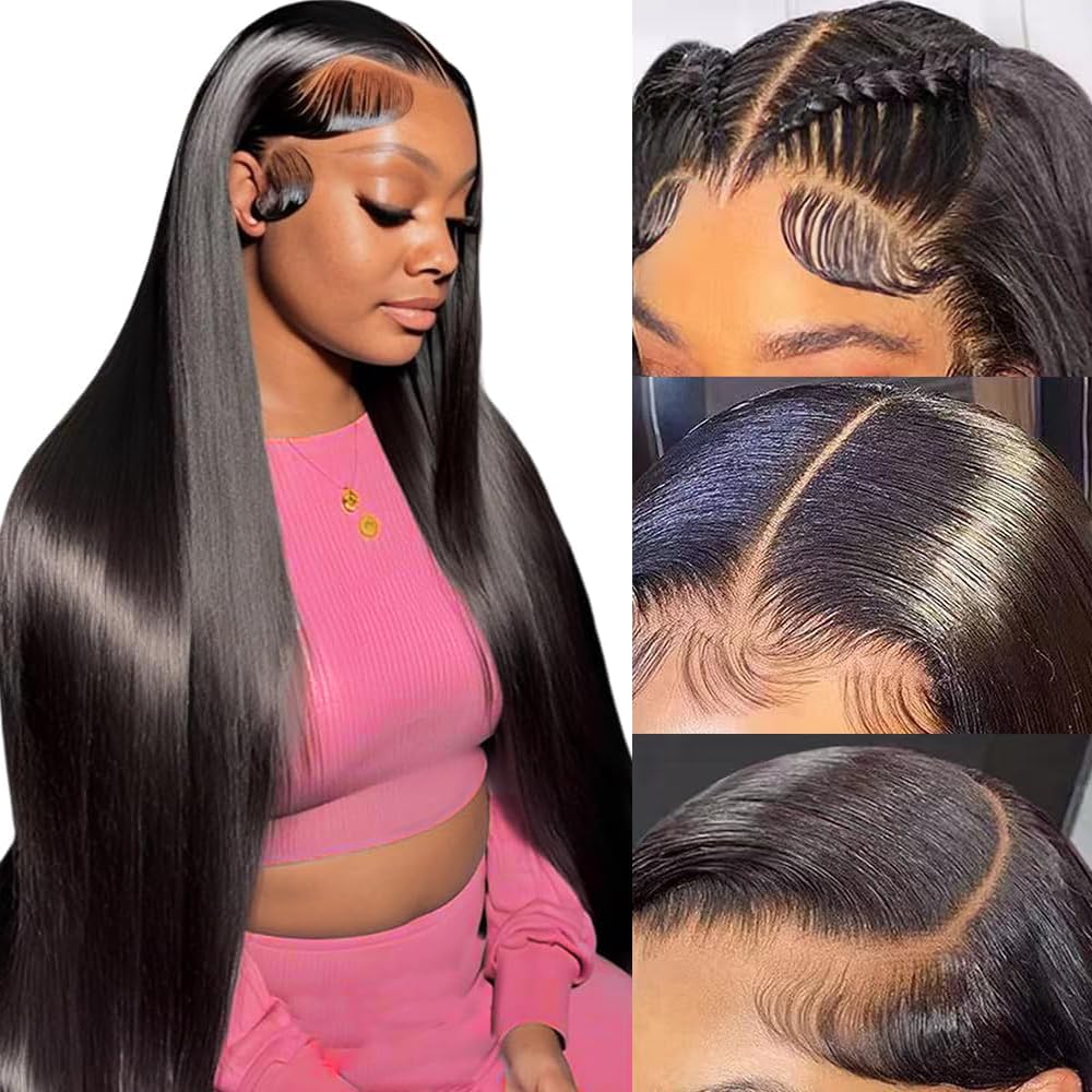 30 Inch 13x6 Lace Front Wigs Human Hair 200 Density Straight HD Lace Front Wigs Human Hair Pre Plucked Glueless Wigs Human Hair for Women Straight Lace Frontal Wigs Human Hair Natural Black