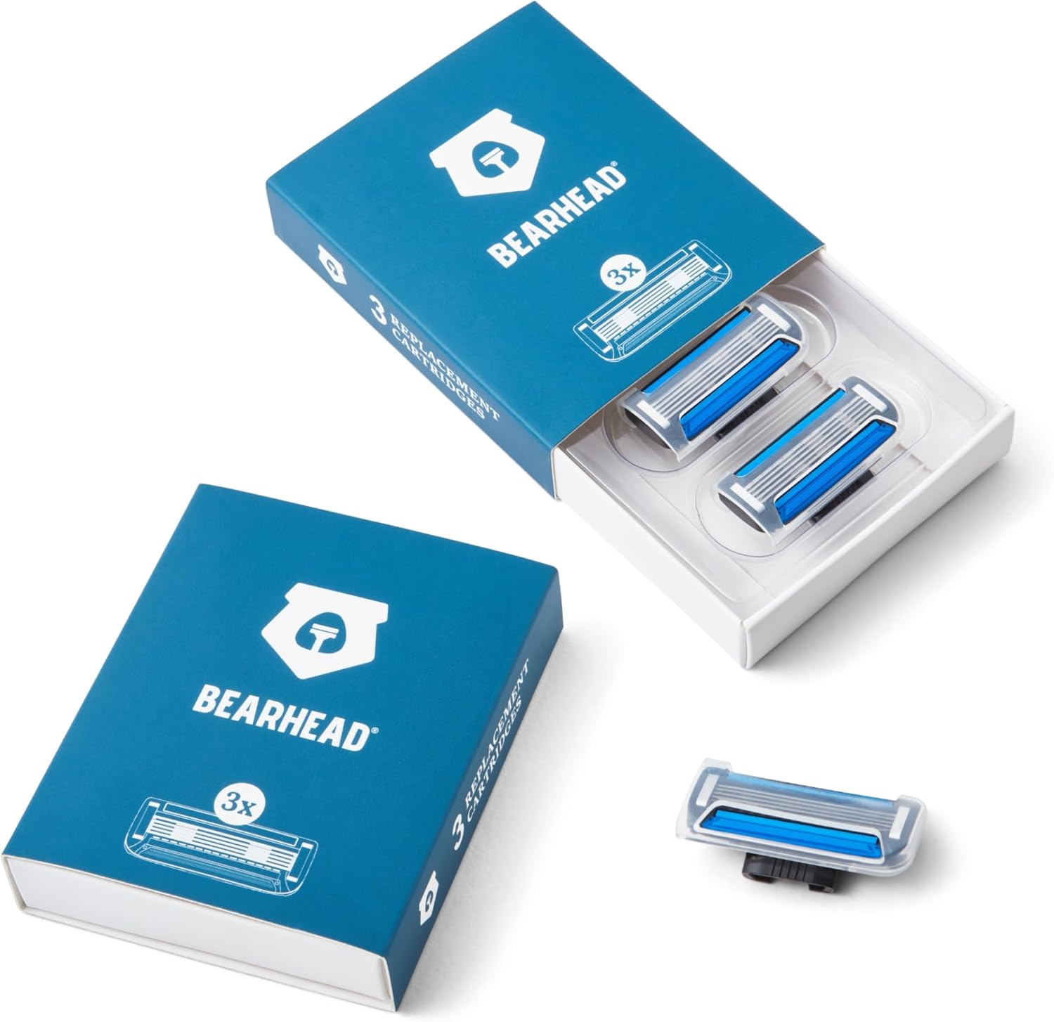 BEARHEAD Razor Refill Blades for Head Razor | 6 Cartridge Refills | Skull Shaving Refill Blades for Bald Men | 6 Cartridges each with 5-Precision Blades | Nick-Free Easy Clean Blades