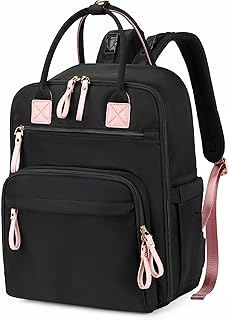 18 Pockets Diaper Bag Backpack with Waterproof Pockets and Stroller Buckle, Convertible Tote Bag (Nylon, Black)