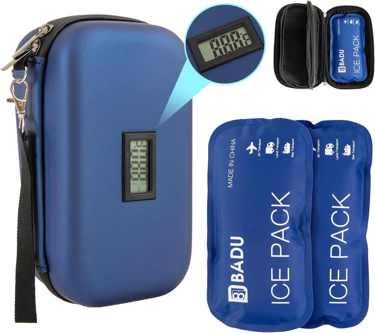 Insulin Cooler Travel Case,24h Insulin Pen Case with 2 Cooler Ice Packs,Medicine Cool Bag Medication Diabetic Insulated Organizer with Temperature Display,Diabetic Insulin Needles or Vials Storage