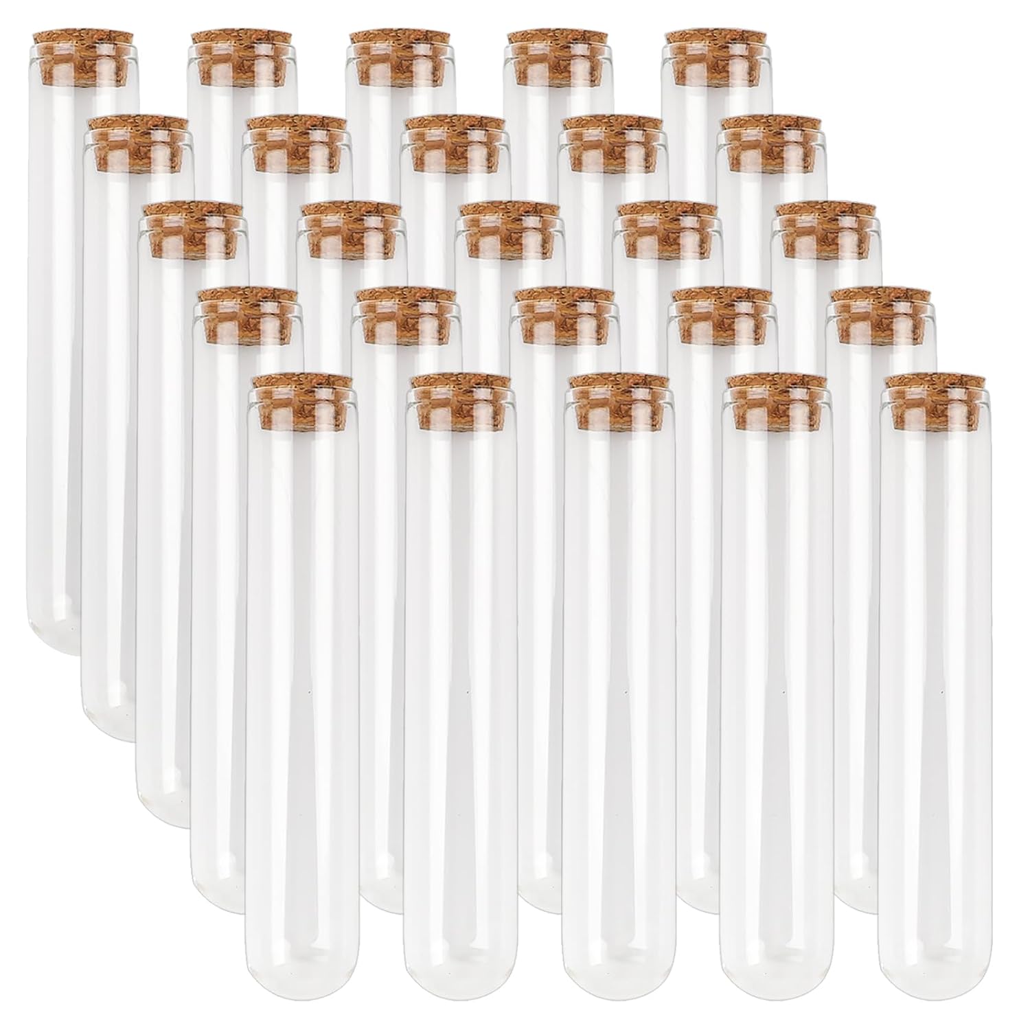 25pcs 50ml Glass Test Tubes with Cork Stoppers 25x140mm