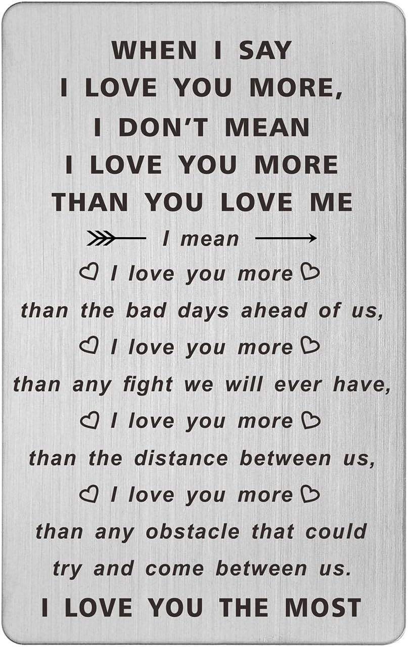 TANWIH When I Say I Love You More Wallet Card, I Love You Gifts for Him Her, Anniversary Cards Gift for Men Husband, Long Distance Present for Boyfriend Birthday, Romantic Christmas Stocking Stuffers