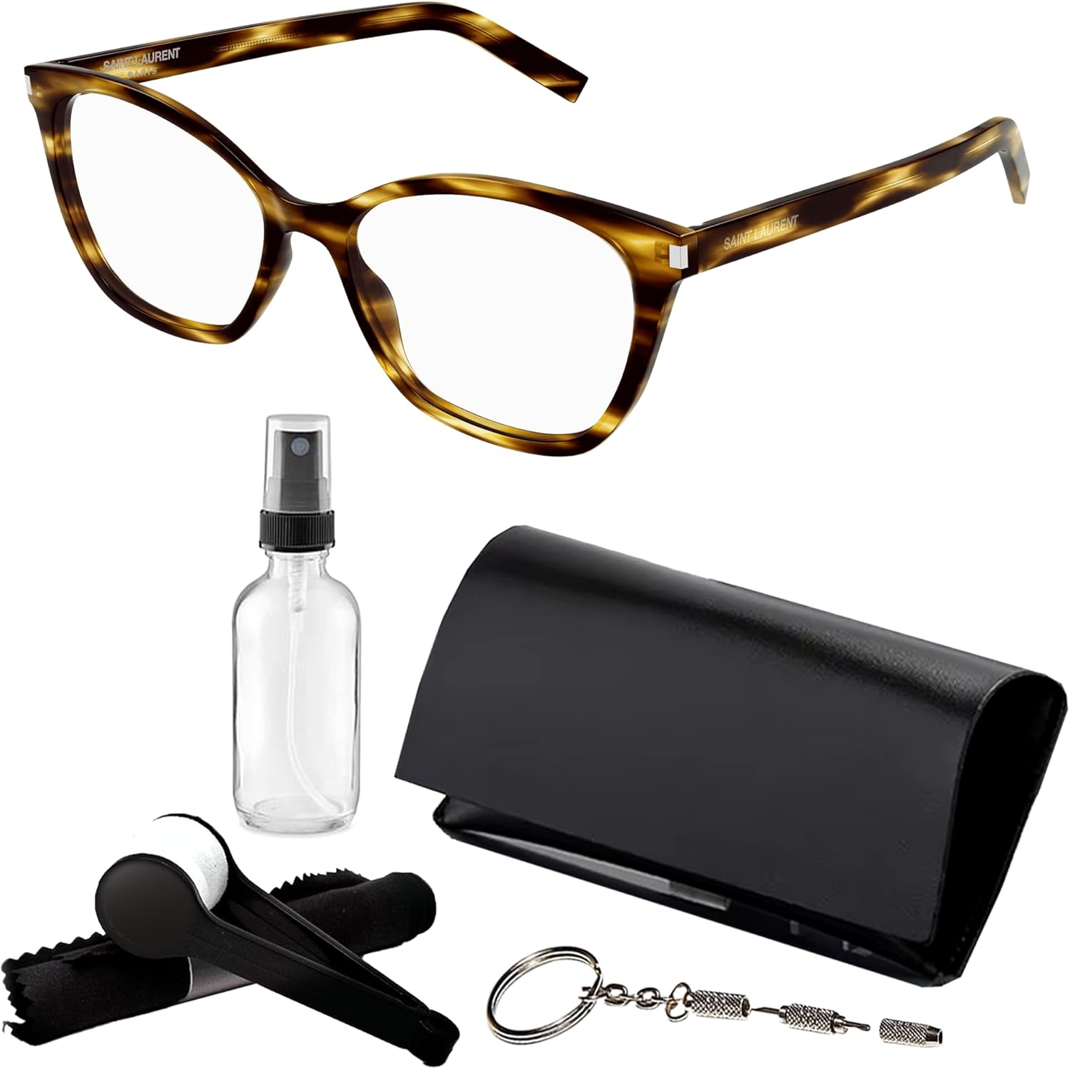 SAINT LAURENT SL 287 SLIM Havana Cat-Eye shape Eyeglasses with Luxury Eyewear Kit Bundle - Embrace Sophistication and Elegance