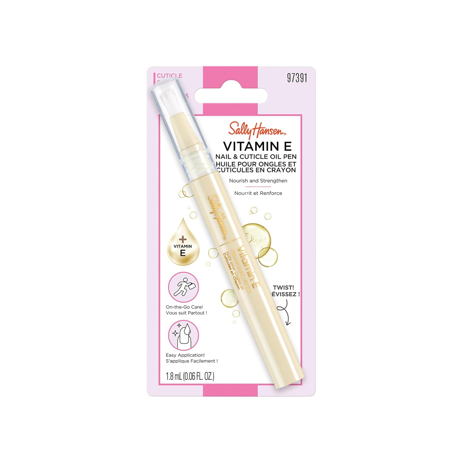 Sally Hansen Vitamin E Nail & Cuticle Treatment Pen | Hydrates and Conditions Dry Nails | Nourishing Formula with Apricot Oil | Smooth, Healthy-Looking Nails | Easy, Mess-Free Nail Care on the Go