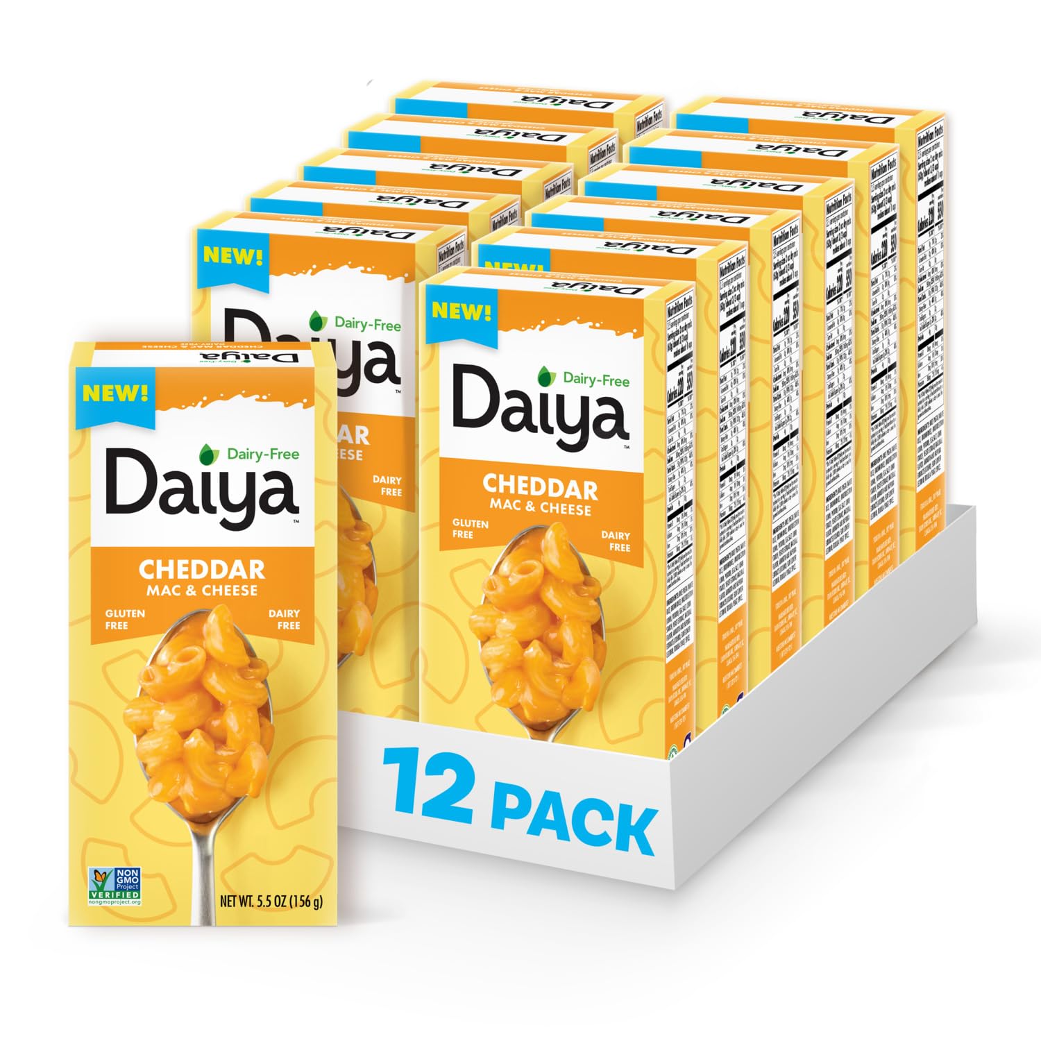 Daiya Dairy Free Gluten Free Cheddar Mac & Cheese, Vegan Plant Based Rice Pasta, 5.5 oz (Pack of 12)