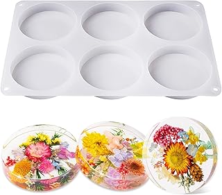 LET'S RESIN Extra Deep Coaster Resin Molds Silicone, Large 6 Cavity Silicone Molds for Resin, Round Silicone Coaster Molds for Epoxy Resin, Cups Mats, DIY Craft