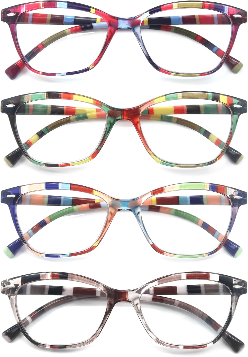 HEEYYOK Reading Glasses Women,Colorful Ladies Readers Glasses,Flexible Spring Hinge,4 Pack Lightweight Eyeglasses for Womens +3.00