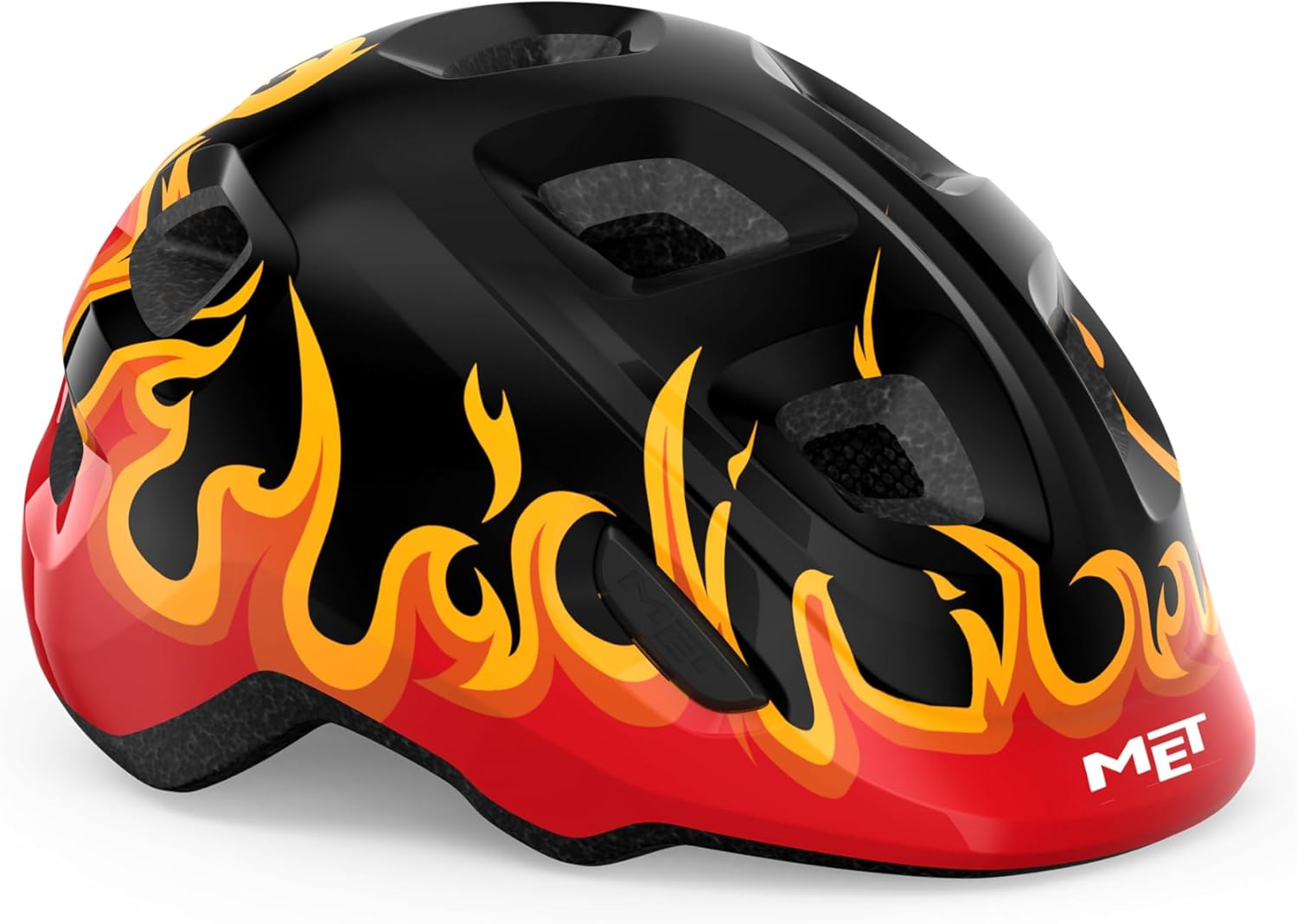 MET - Hooray Children's Cycling Helmet In Black / Flames Size Small (52-56 cm)