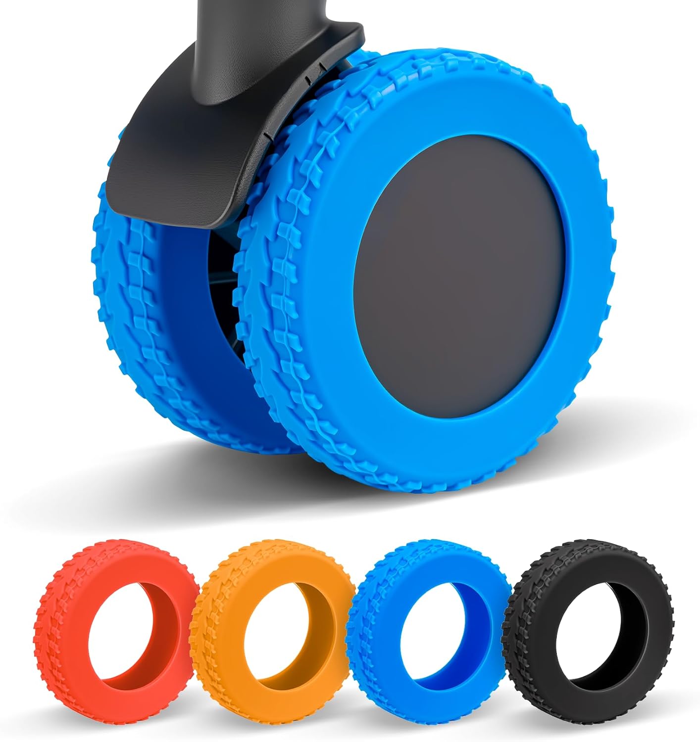 2025 Upgraded 8 Pcs Luggage Wheel Covers, Silicone Protective Covers for 2-2.4" Suitcases Spinner Wheel, Wear-Resistant, Anti-Noise, Thickened Protector, Travel Accessories (Blue)